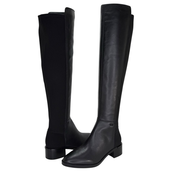 Calvin Klein Shoes - Calvin Klein Deedee Black Leather OTK Womens Boots Size 6.5M